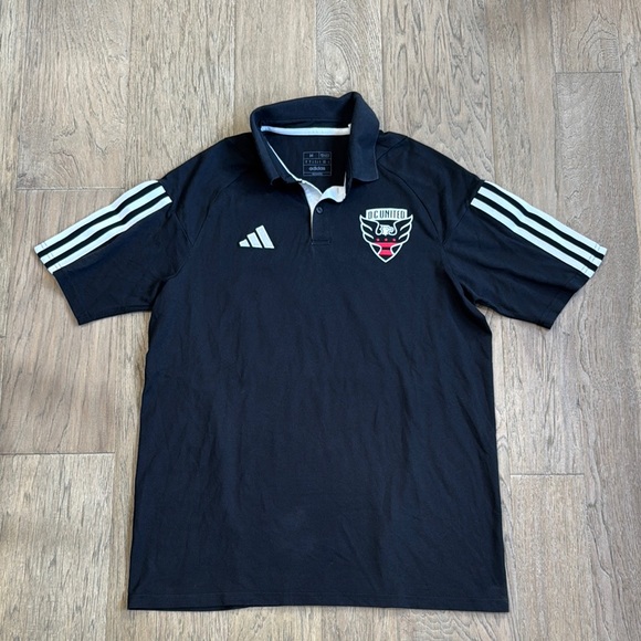 adidas Other - Adidas Black Polo Shirt with Iconic Stripes DC United Size Medium